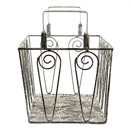 CESTA DE ARMAZENAMENTO FOLHAS DE FERRO CINZA