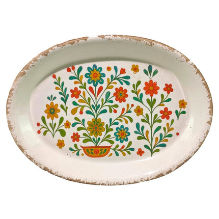 Ceramic oval flower plate