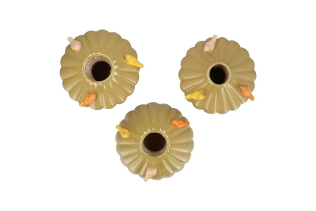 Vaso de cogumelos para pássaros, azeitona