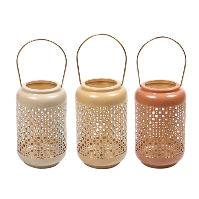 Porta-velas metal amarelo