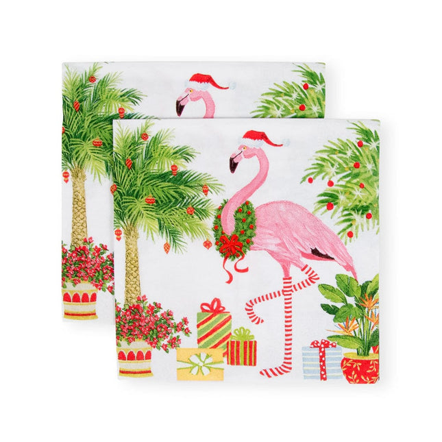 Christmas Flamingos Paper Cocktail Napkins