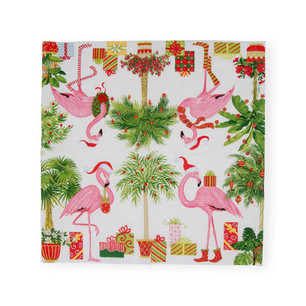 Christmas Flamingos Paper Cocktail Napkins