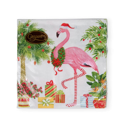 Christmas Flamingos Paper Cocktail Napkins