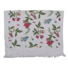 Toalha de hóspedes Flores branco-verde-rosa