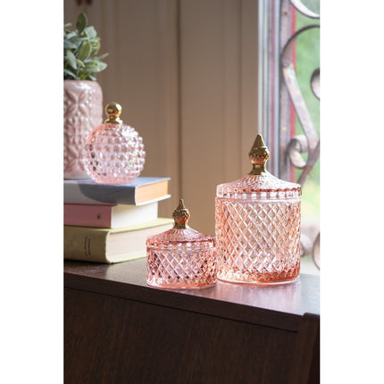Pink Glass Jar with Lid