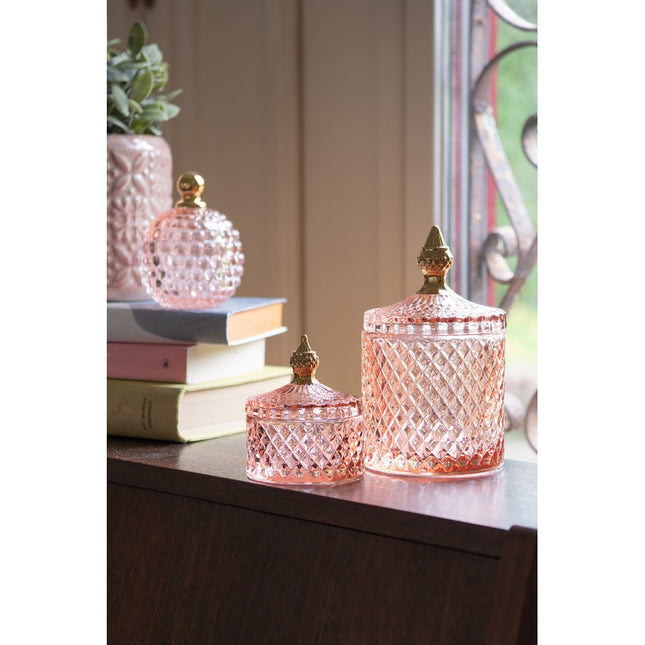 Pink Glass Jar with Lid