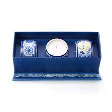 Conjunto de 3 velas aromáticas douradas e azuis Castelbel