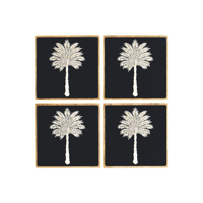 Suporte para copos quadrado lacado Grand Palms com suporte - Conjunto de 4