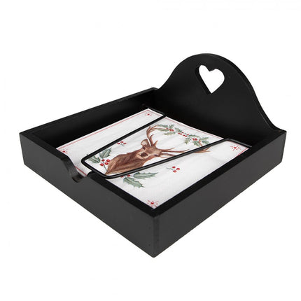 White Brown Deer Holly Paper Napkins