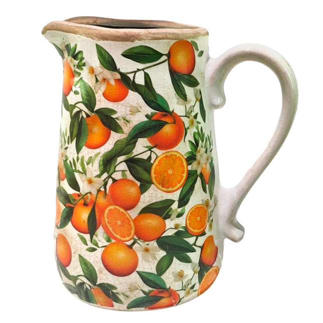 Ceramic vase with oranges print