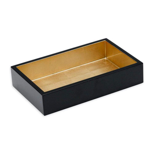 Caspari Lacquer Dinner napkin Holder  Black and Gold