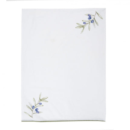 Tea Towel White Cotton with  Olives