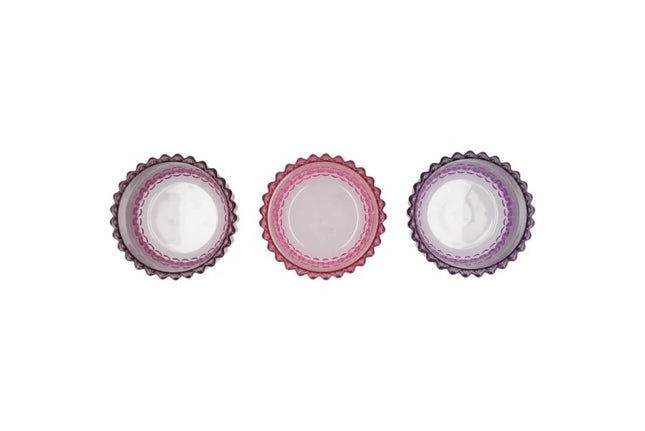 Porta-velas em vidro roxo, conjunto de 3
